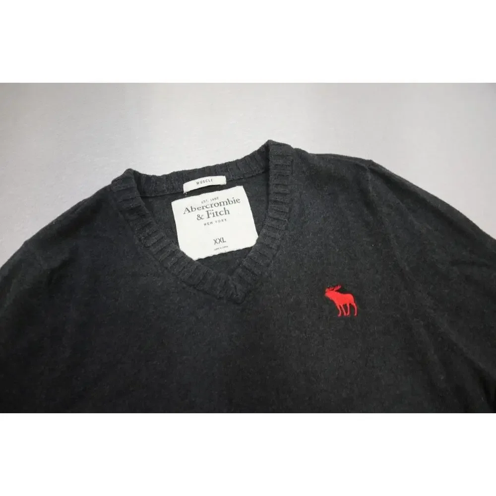 Abercrombie & Fitch Muscle Fit Cotton Cashmere Sweater V Neck Mens Size 2XL (XL)